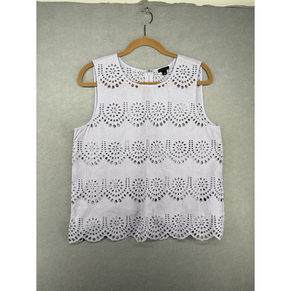 Ann Taylor Women's Eyelet Lilac Tunic Tank Top Sz M Medium Light Purple
